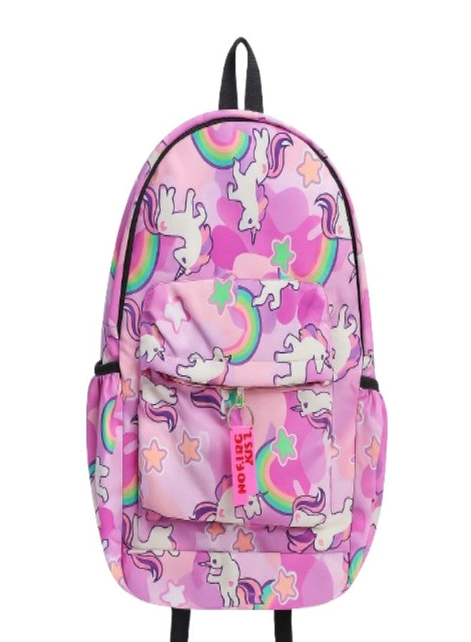 VINNIE Unicorn Cartoon Print Kids Backpack - Cute Rainbow and Cloud Pattern School Bag for Girls & Boys - Lightweight & Durable - Ideal for Preschool, Travel & Daily Use (Pink) - Image 1