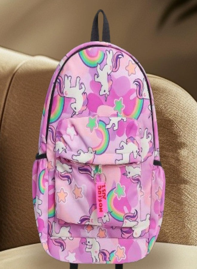 VINNIE Unicorn Cartoon Print Kids Backpack - Cute Rainbow and Cloud Pattern School Bag for Girls & Boys - Lightweight & Durable - Ideal for Preschool, Travel & Daily Use (Pink) - Image 2