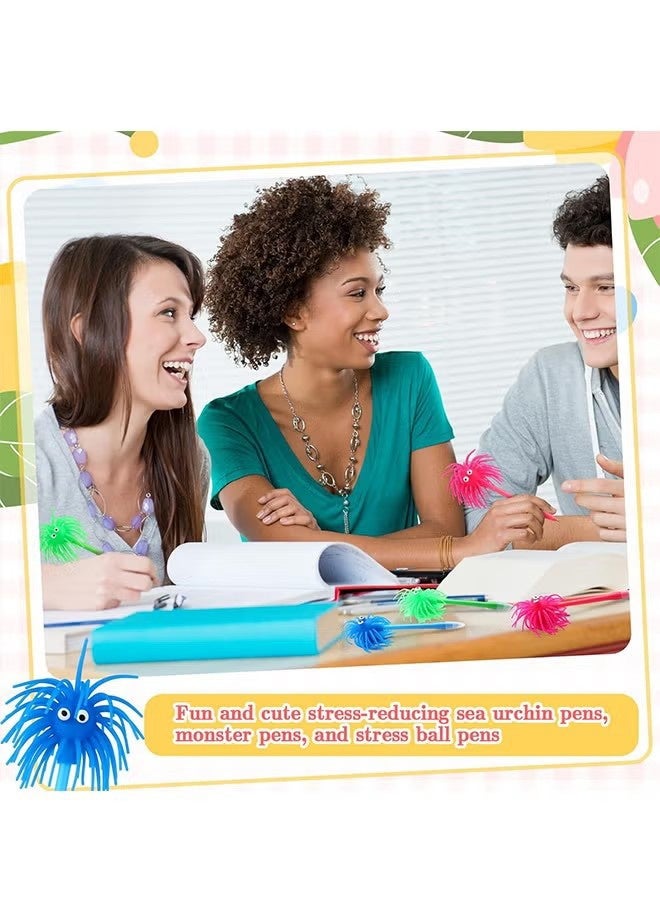 YJ 3 PCS Fluffy Monsters Pen, Wobbly Fuzzy Head Pen with Googly Eyes, Pen Writing Pens Signature Ball Pen CartoonPen Writing Stationery Pens Student Stationery - Image 5