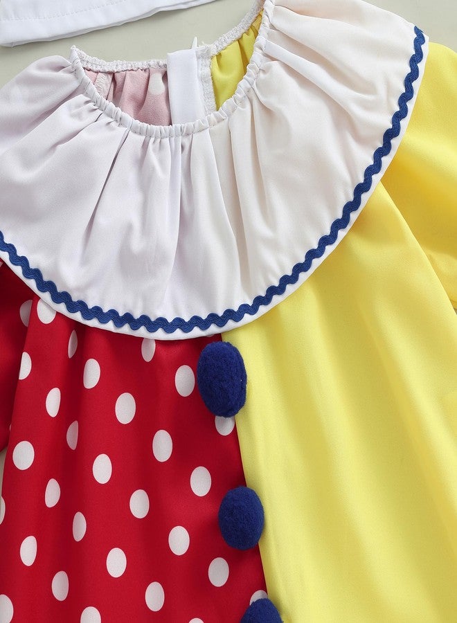 Pudcoco Toddler Baby Boys Girls Halloween Clown Costume Long Sleeve Contrast Color Ruffle Layered Jumpsuit Romper with Hat (Red, 18-24 Months) - Image 3