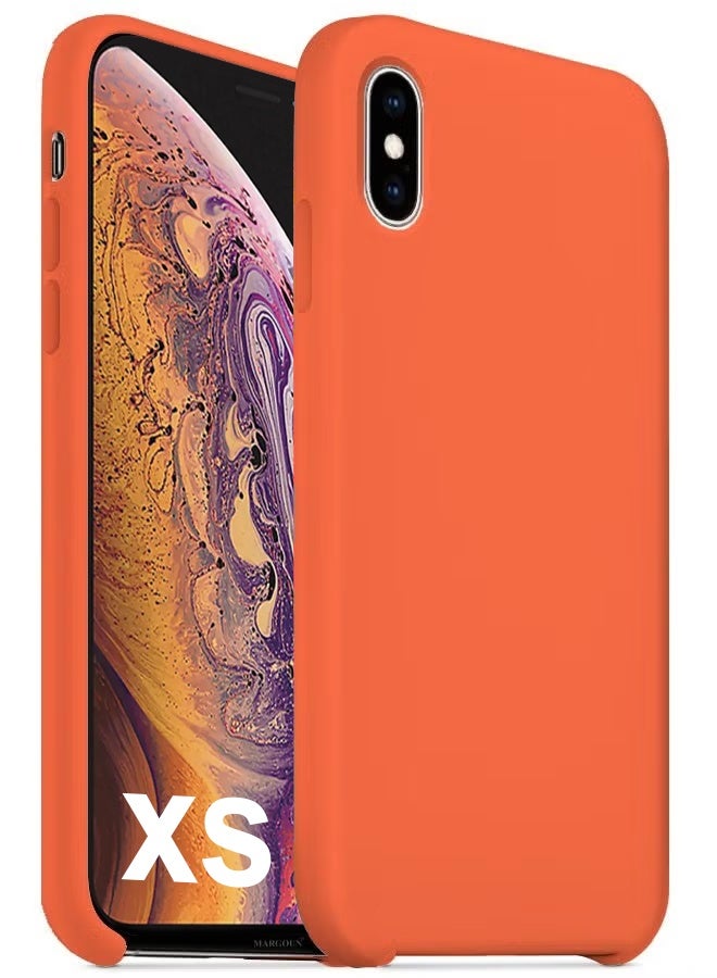 CATANES Premium Silicone Cover for iPhone XS - Soft, Slim and Shockproof Protection Orange Color - Image 1