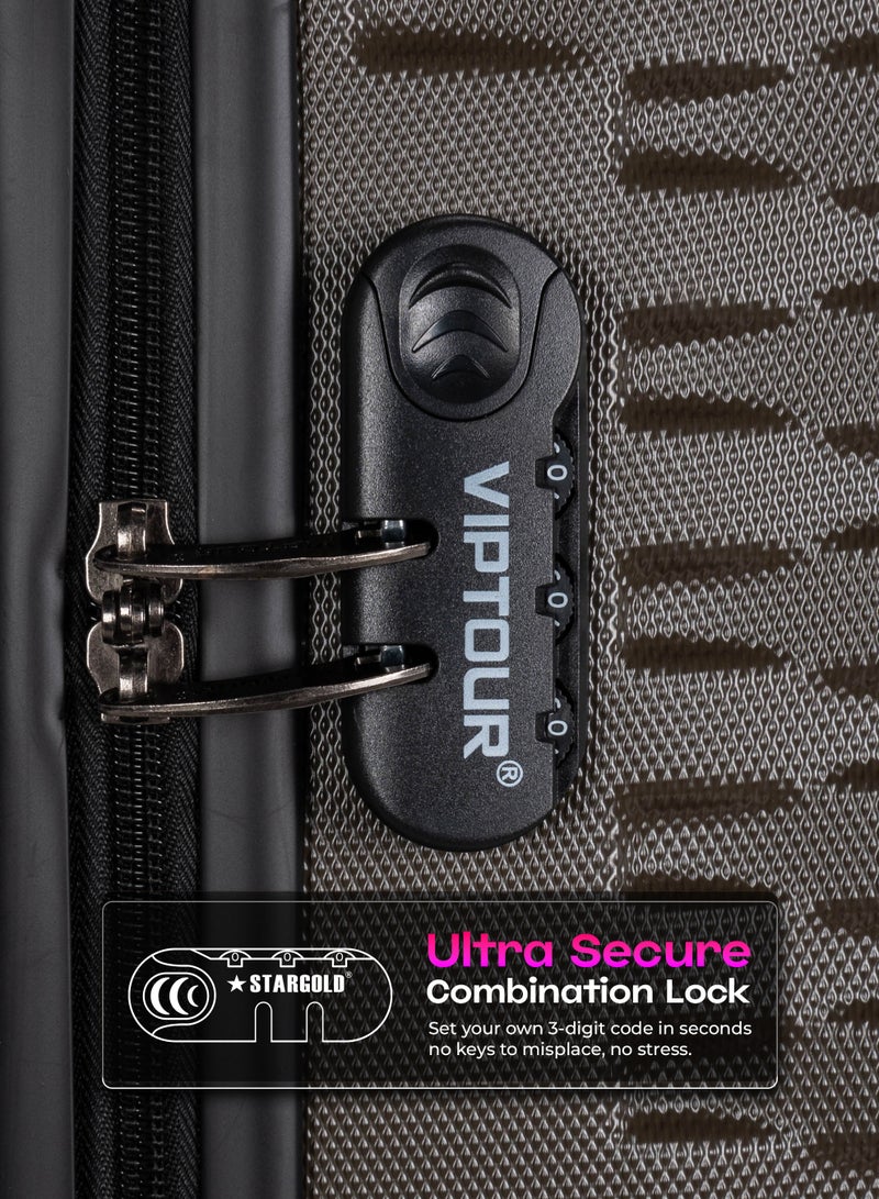 فيبتور طقم عجلات دوارة ذات جوانب صلبة مكون من 4 قطع مع قفل بأرقام مقاس 20،24،28،32 بوصة - Image 3