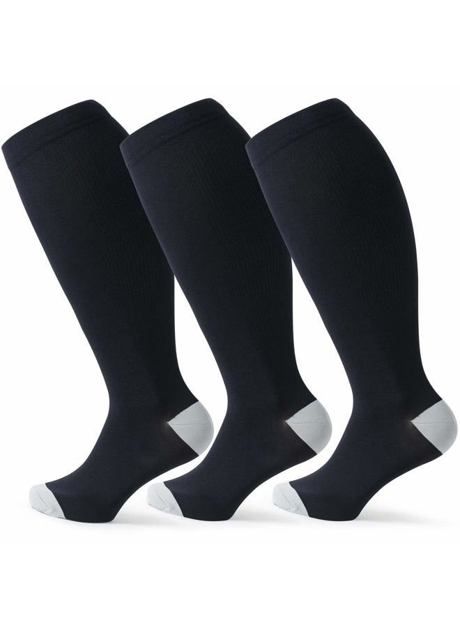 LEVSOX Wide Calf Compression Socks for Women & Men Extra Large Size Support Socks for Nurses Running Pregnant Travel, 15-20 mmHg - Image 1