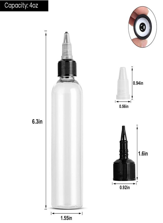 V-chen 40 Pack Clear Dispensing Bottles, 4oz Round Plastic Squeeze Bottle with Twist Top Caps for Oils/Liquids/Inks/Crafts, Kitchen and Food Grade Household - Image 2