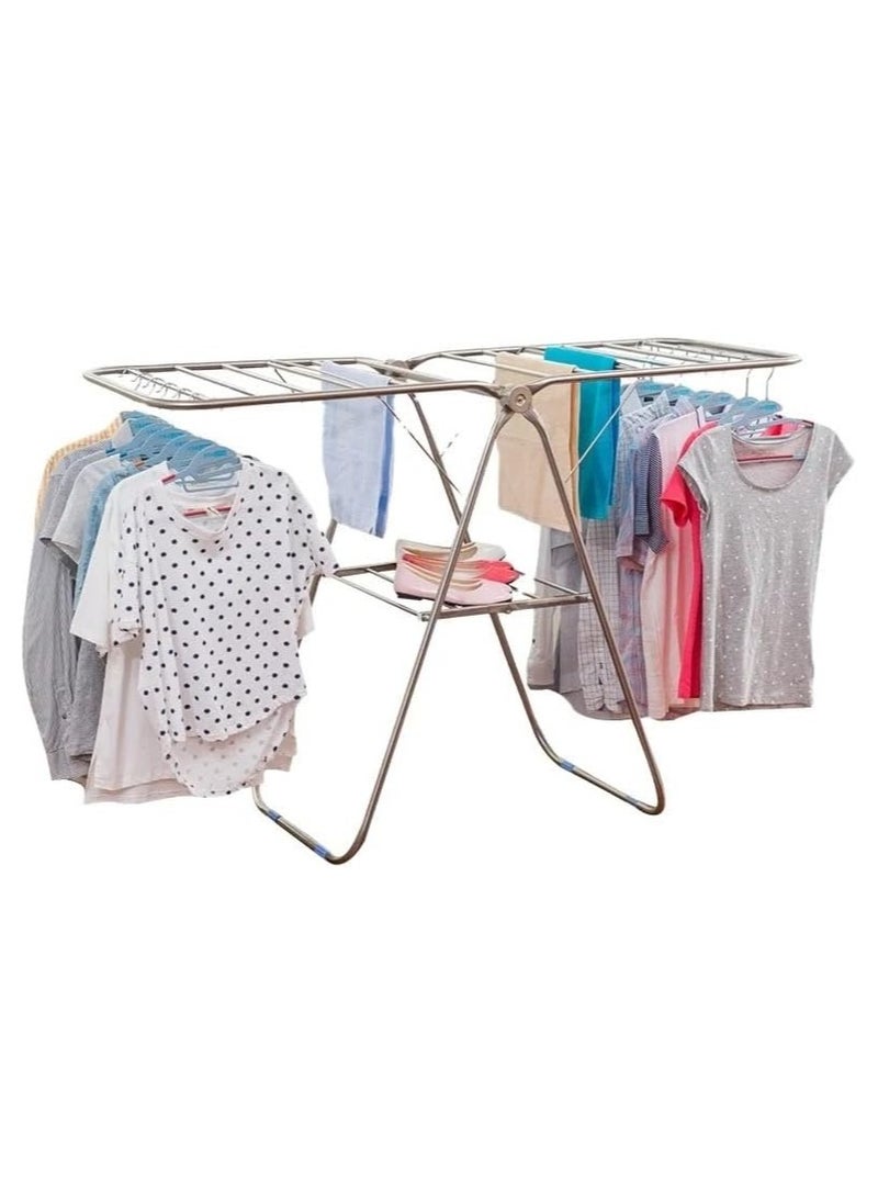 VIO VIO Stainless Steel Clothes Drying Rack – Adjustable Gullwing and Foldable for Easy Storage – Rust-Proof for Indoor and Outdoor Use  - Image 1