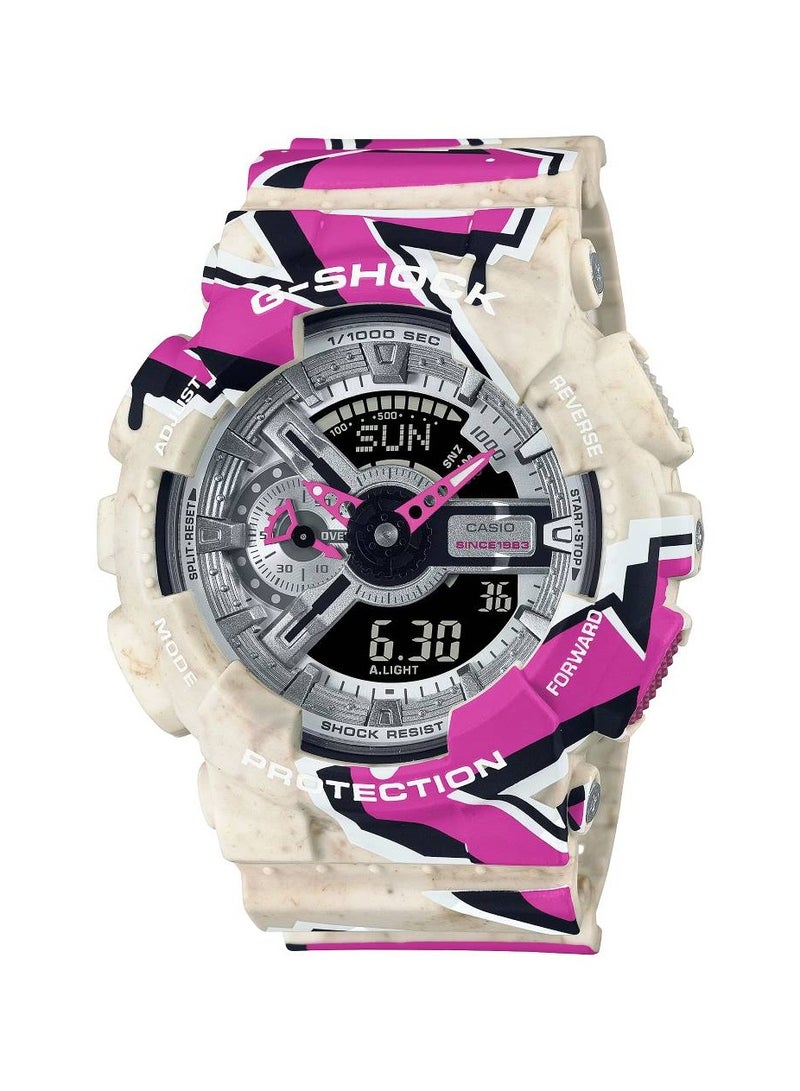 CASIO ساعة جي-شوك، أنالوج-رقمية، بسوار من الراتنج GA-110SS-1ADR - Image 1