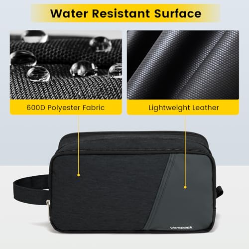 Vorspack Travel Toiletry Bag - Toiletry Bag for Men Water Resistant Skincare Bag for Bathroom Toiletries Accessories Gifts - Black - Image 4