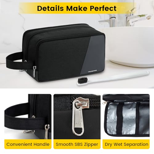 Vorspack Travel Toiletry Bag - Toiletry Bag for Men Water Resistant Skincare Bag for Bathroom Toiletries Accessories Gifts - Black - Image 5
