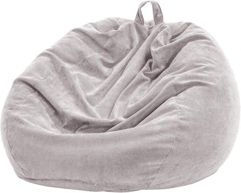 Nobildonna 3 ft Bean Bag Chair Cover No Filler 3543 Large Stuffed Animal Storage Bean Bag Washable Big Beanbag Chair Cover Premium Corduroy Bean Bag Cover for AdultsKidsLight Grey 300L