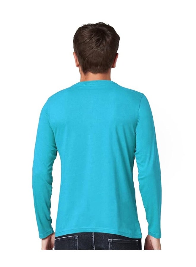 OPLU Store Men's Regular Fit Cotton Printed Tshirt, LightBlue_3XL - Image 2