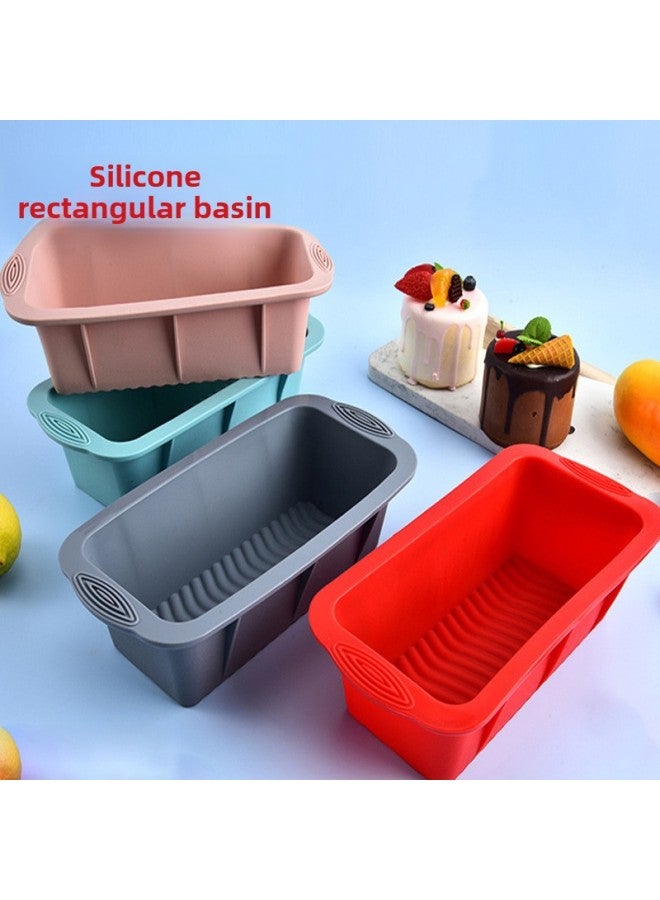 High Temperature Resistant Rectangular Silicone Cake Bread Mold Kitchen Household Baking Utensils Toast Silicone Baking Tray-Specifications:10inch Rectangle-color:Nordic Powder - Image 1