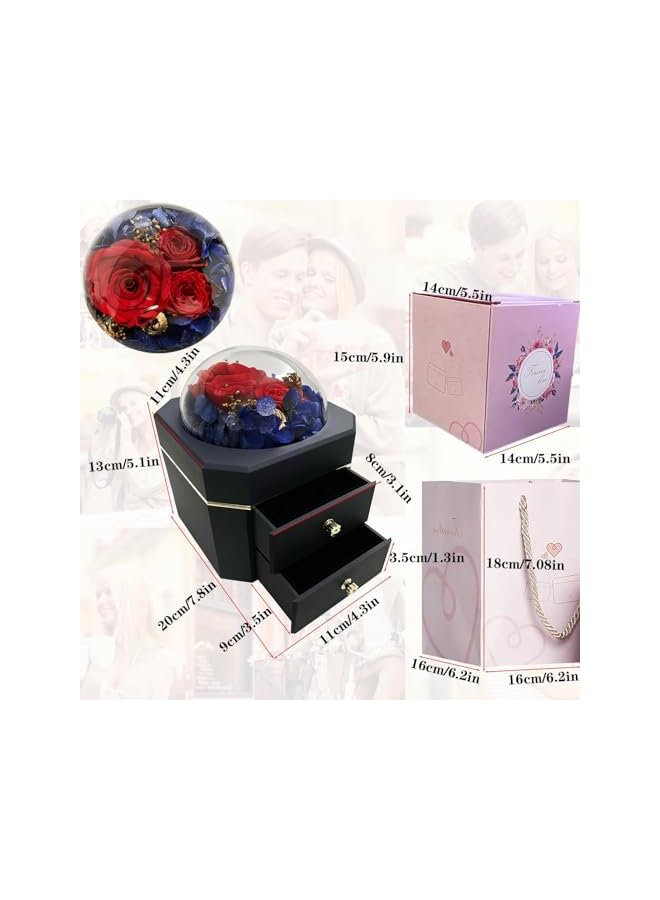 The Bros Valentine's Day Jewelry Box, Preserved Real Rose, Romantic Flower Gifts for Women Mom Wife Girlfriend on Valentines Day, Anniversary, Birthday with a Beautifully Wrapped Box - Image 5