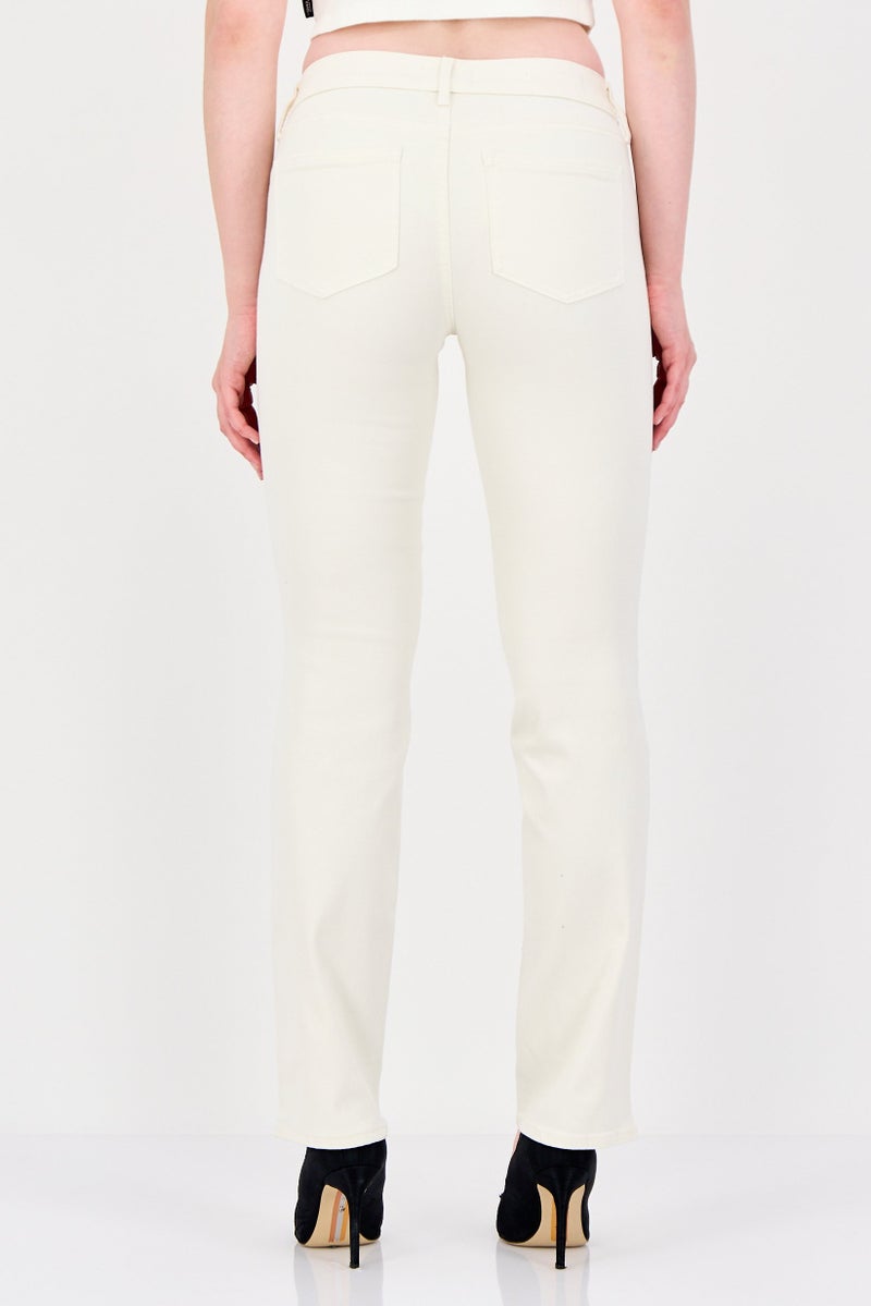 NYDJ Women Straight Fit Solid Stretchable Jeans, Cream - Image 3