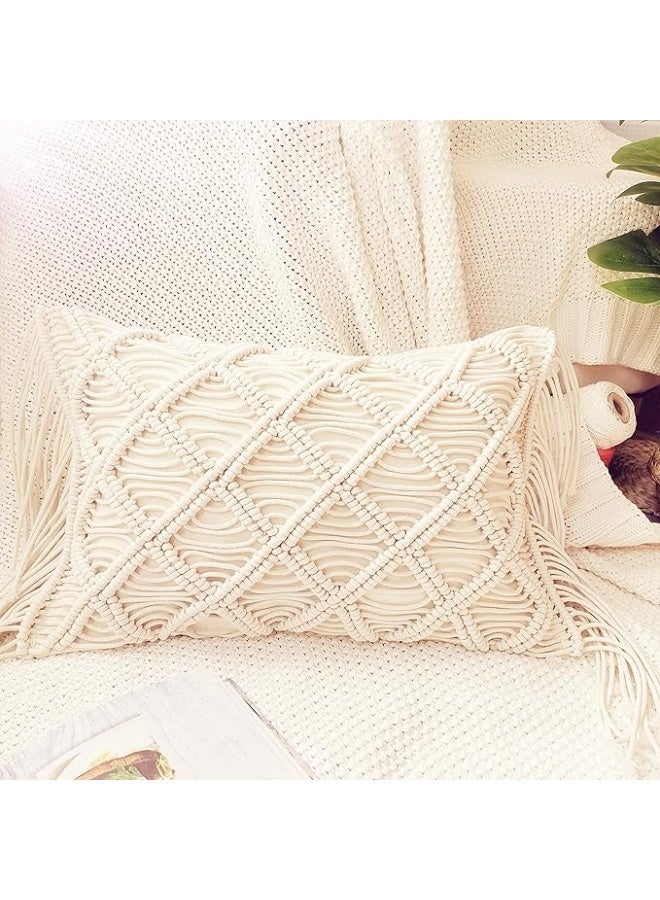 HMK CRAFTS كوشن مكرمية بوهيمية مصنوعة من القطن - Image 3