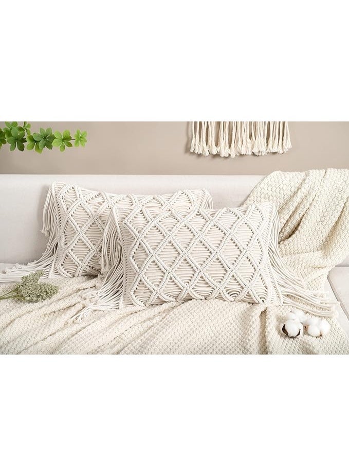 HMK CRAFTS كوشن مكرمية بوهيمية مصنوعة من القطن - Image 2