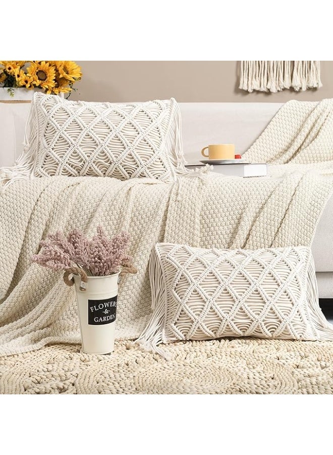 HMK CRAFTS كوشن مكرمية بوهيمية مصنوعة من القطن - Image 1