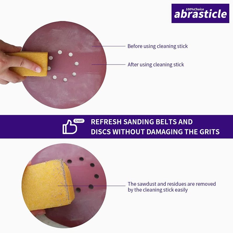 abrasticle 1-1/2" x 1-1/2" x 8" Inch Abrasive Cleaning Eraser Stick, Must Have Accessory for Sanding Belts & Discs Sandpaper Rough Tape, Skateboard and Shoes, Woodworking Shop Tools for Sanding Perfection - Image 2