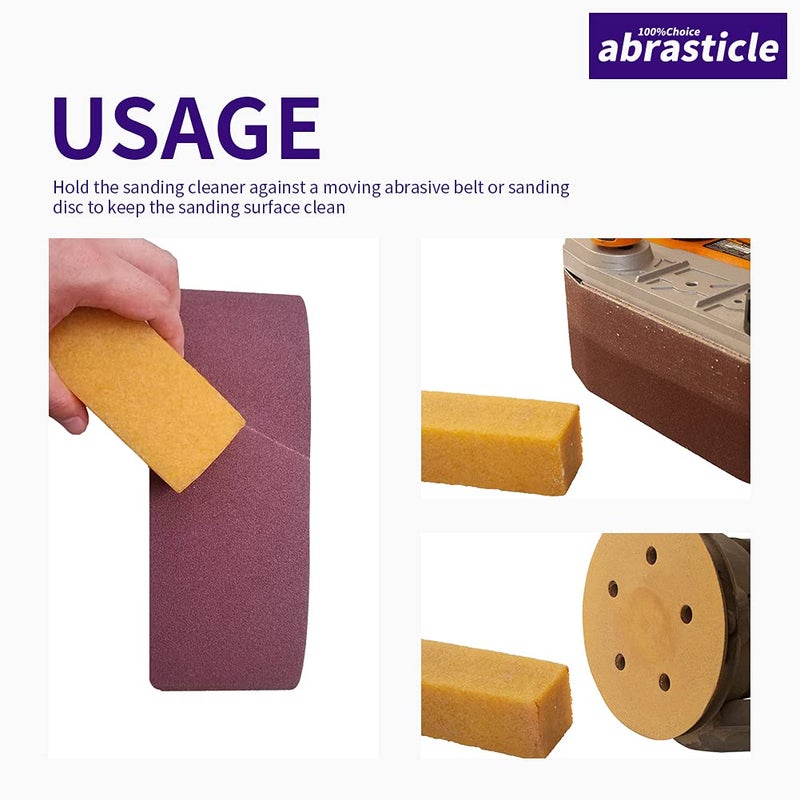 abrasticle 1-1/2" x 1-1/2" x 8" Inch Abrasive Cleaning Eraser Stick, Must Have Accessory for Sanding Belts & Discs Sandpaper Rough Tape, Skateboard and Shoes, Woodworking Shop Tools for Sanding Perfection - Image 4