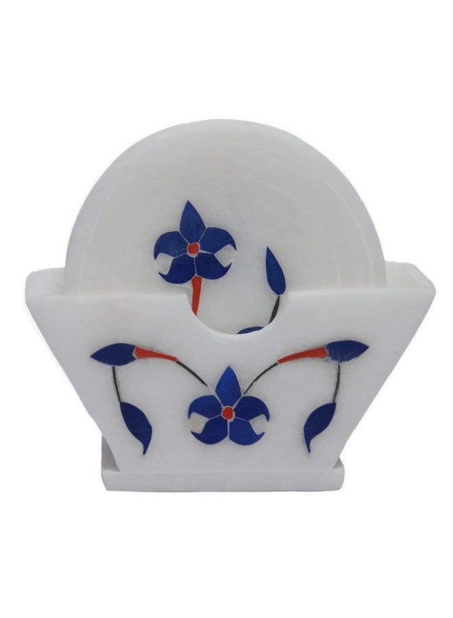 Pooja Creation Handmade Round White Coaster with Inlay Work (White, 8.5x8.5 cm approx. , Set of 6) - Image 4