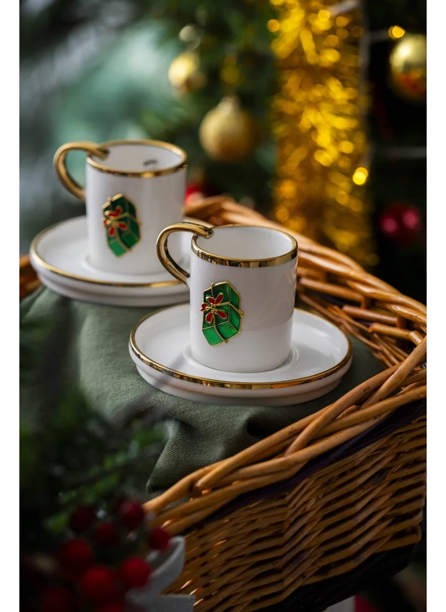 Acar Rennes 2 Person Green Gift Box Coffee Cup Set - 90 ml