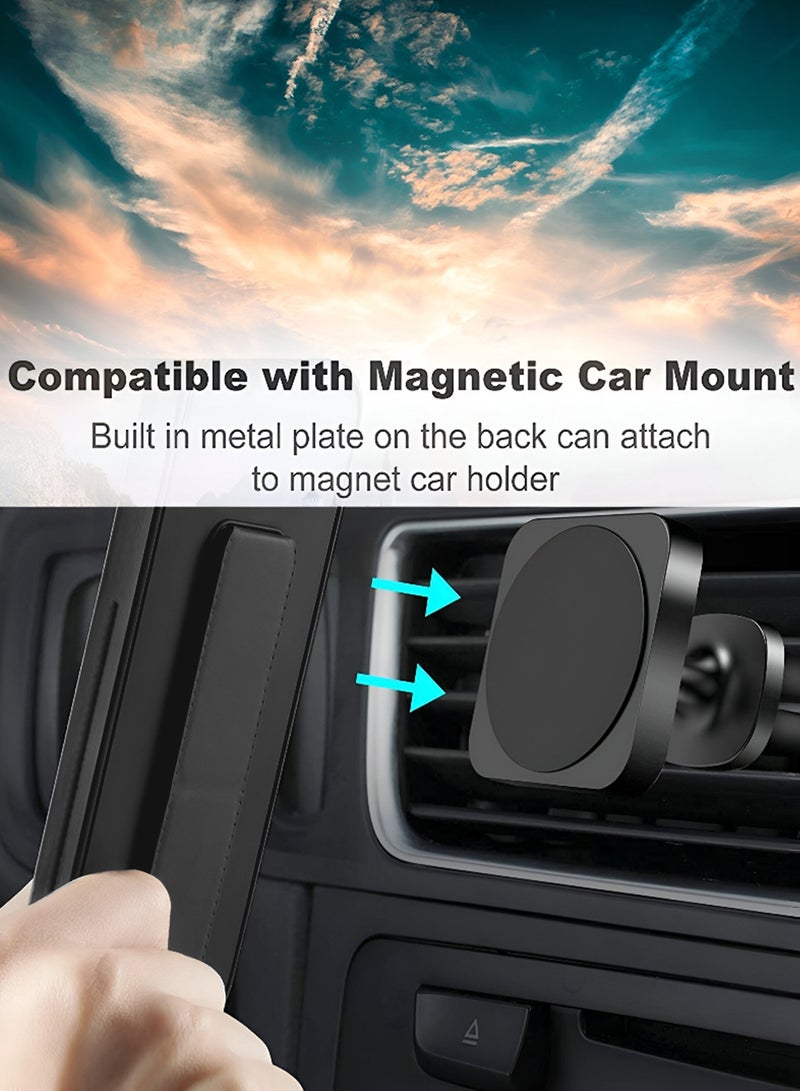 Wtech Apple iPhone 17 5G 2025 Hand Grip Foldable Magnetic Kickstand Wrist Strap Finger Grip with Built-in Iron Case Cover (MCGHSN) - Black - Image 3