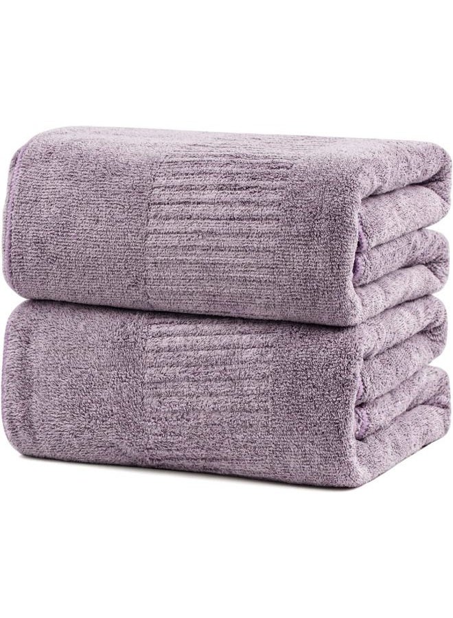 SEISSO Bamboo Towels, Oversized Bath Towel Set (35" x 63"), Highly Absorbent & Quick-Dry Bath Sheet,Super Soft Multipurpose Use for Hotel,Spa,Bathroom,Sports Towels, Yoga Towel, Purple (Set of 2) - Image 1