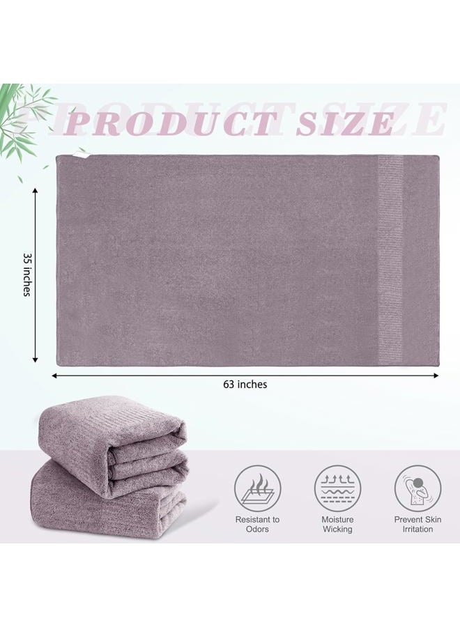 SEISSO Bamboo Towels, Oversized Bath Towel Set (35" x 63"), Highly Absorbent & Quick-Dry Bath Sheet,Super Soft Multipurpose Use for Hotel,Spa,Bathroom,Sports Towels, Yoga Towel, Purple (Set of 2) - Image 2