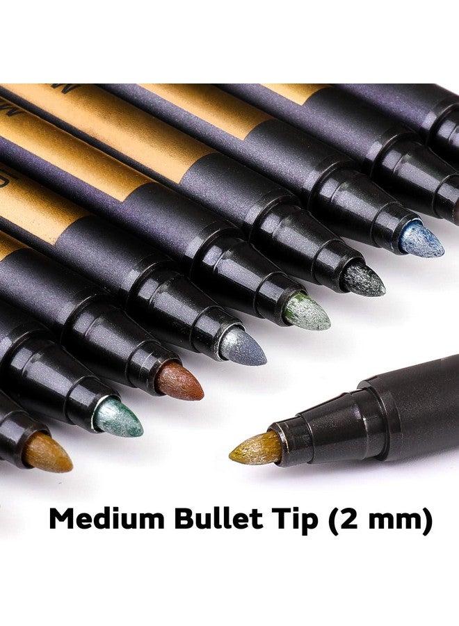 Dyvicl Metallic Marker Pens Set Of 10 Medium Point Metallic Markers For Rock Painting Black Paper Card Making Scrapbooking Crafts Diy Photo Album - Image 3