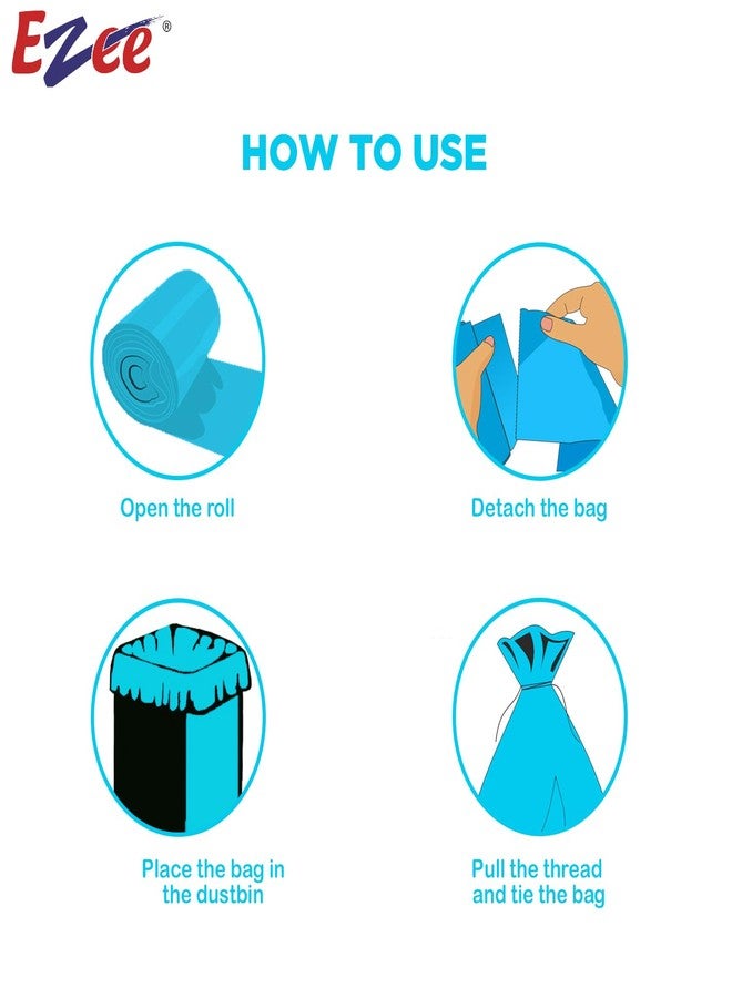 Ezee Plastic Blue Garbage Bags Large 90 Pcs | 15 Pcs | 24 x 32 Inch | Dustbin Bags/Trash Bags/Dustbin Covers for Wet and Dry Waste, Set of 1 - Image 3