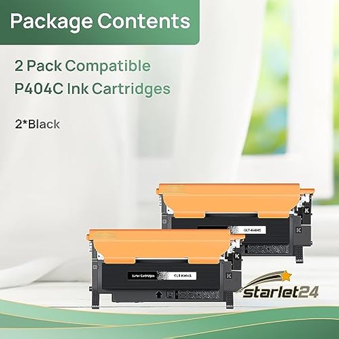 خراطيش حبر متوافقة CLT-404 لطابعة سامسونج CLT-404 CLT-K404S متوافقة مع طابعات سامسونج XPRESS SL-C430 SL-C430W SL-C480 SL-C480W SL-C480FN SL-C480FW (2 أسود) - Image 3