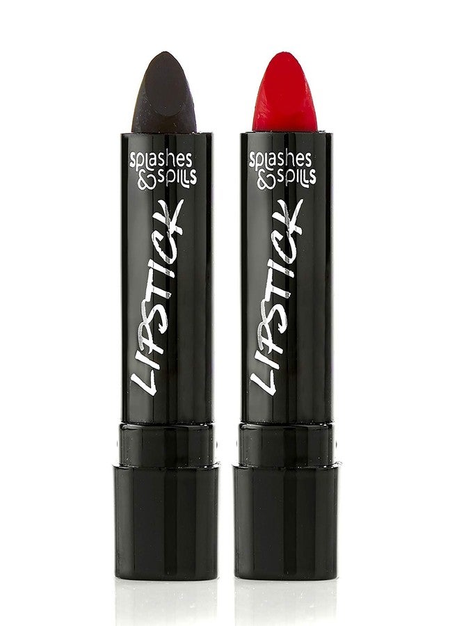 Splashes & Spills Vivid Black and Red Lipstick - 2 Pack Combo - Bold, Translucent, No Sheen Lip Color With Matte Finish - Makeup and Cosmetics by Splashes & Spills - Image 1