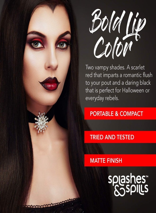Splashes & Spills Vivid Black and Red Lipstick - 2 Pack Combo - Bold, Translucent, No Sheen Lip Color With Matte Finish - Makeup and Cosmetics by Splashes & Spills - Image 2