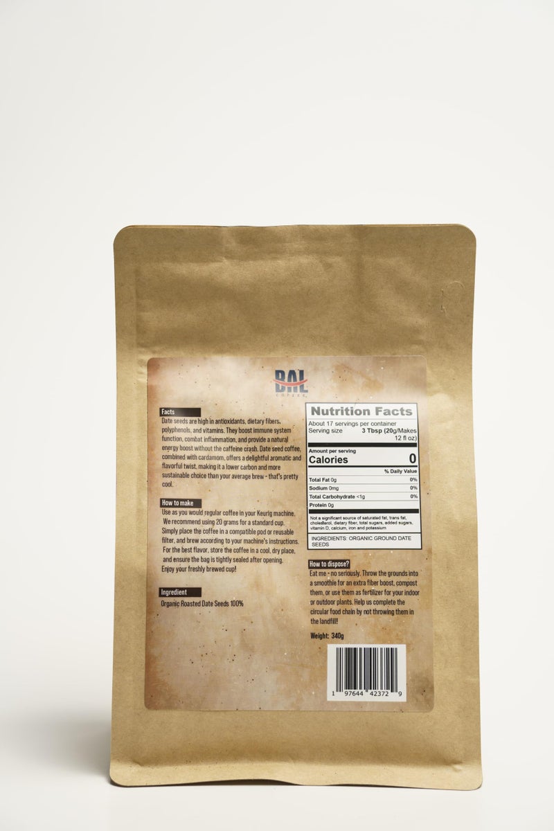 BAL Coffee Alternative Groundate - 12 oz /340 g | Caffeine-Free & Vegan-Friendly | Coffee Substitute Brews & Tastes like Original | Smooth Grind Crafted from Date Seeds | Rich & Smooth flavor - Image 2