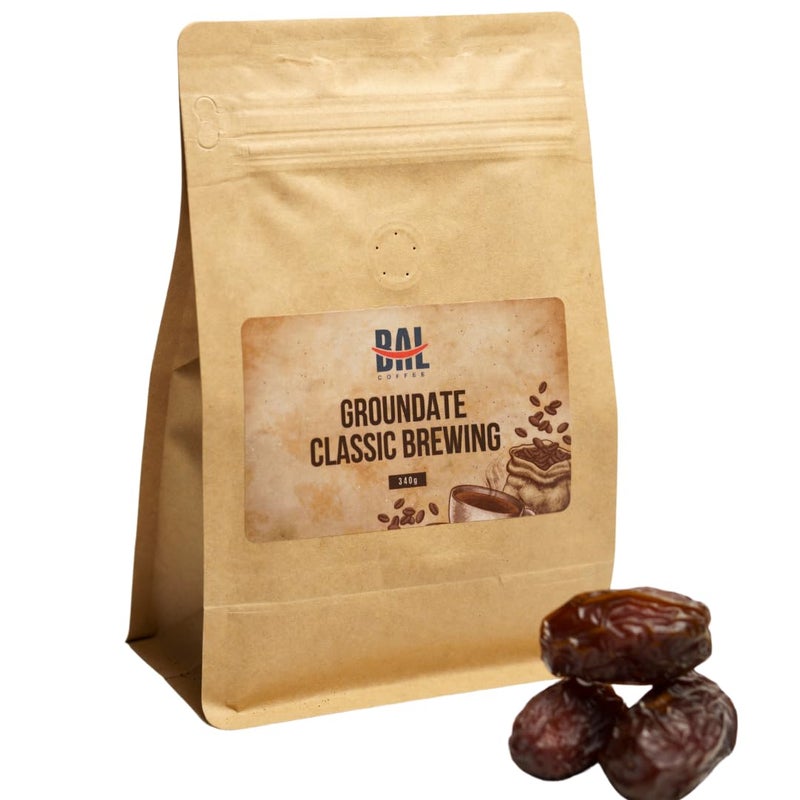 BAL Coffee Alternative Groundate - 12 oz /340 g | Caffeine-Free & Vegan-Friendly | Coffee Substitute Brews & Tastes like Original | Smooth Grind Crafted from Date Seeds | Rich & Smooth flavor - Image 1