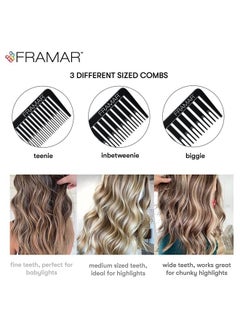 framar Framar Dreamweaver Highlight Comb Set – Combs for Hair Stylist, Highlighting Comb, Hair Dye Comb, Hair Highlighter Comb with Metal Pick, Balayage Comb (Black)  - Image 2
