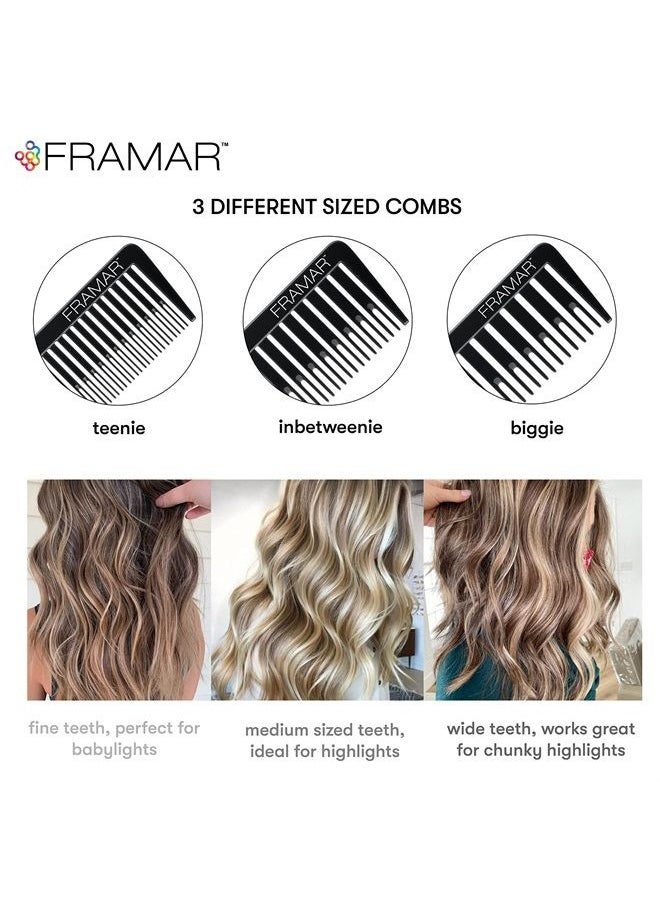 framar Framar Dreamweaver Highlight Comb Set – Combs for Hair Stylist, Highlighting Comb, Hair Dye Comb, Hair Highlighter Comb with Metal Pick, Balayage Comb (Black)  - Image 2