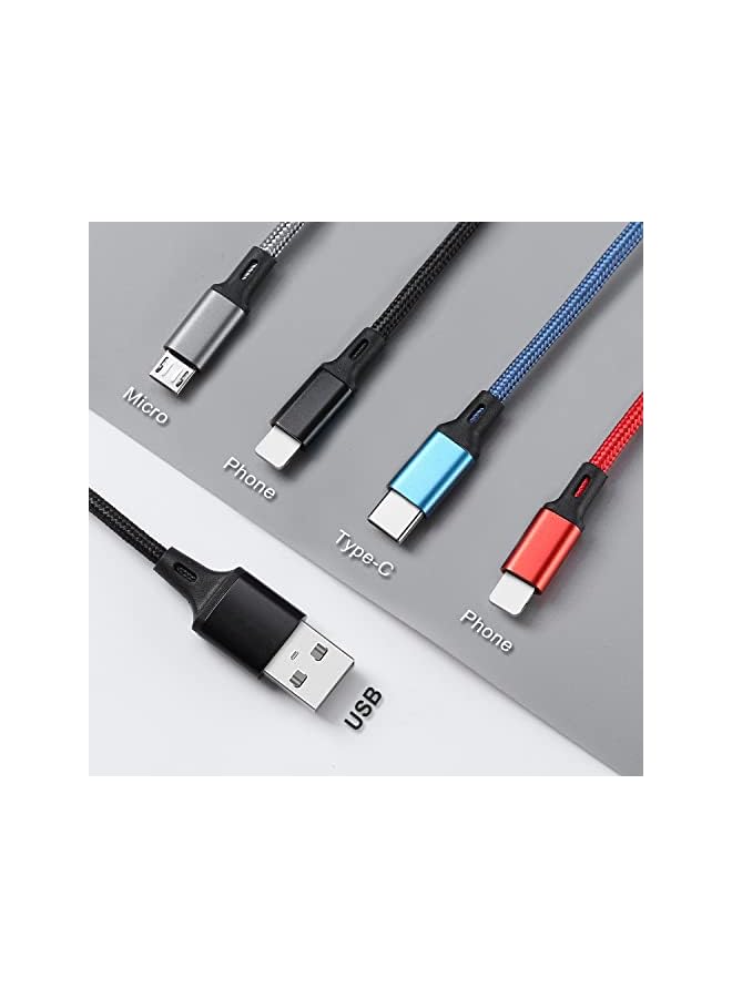 SDBAUX 3A Multi USB Charger Cable, 4 in 1 Multiple Charging Cord Adapter with Dual Phone Type C Micro USB Port Connectors Compatible with Cell Phones Tablets Universal Use (2Pack 4FT) - Image 4