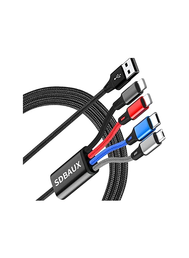 SDBAUX 3A Multi USB Charger Cable, 4 in 1 Multiple Charging Cord Adapter with Dual Phone Type C Micro USB Port Connectors Compatible with Cell Phones Tablets Universal Use (2Pack 4FT) - Image 2