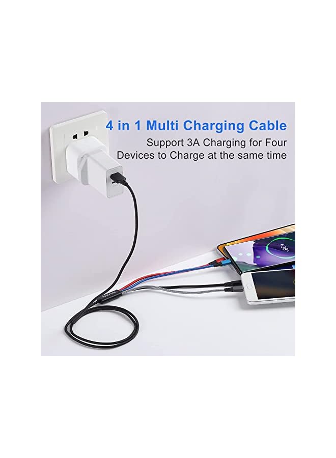 SDBAUX 3A Multi USB Charger Cable, 4 in 1 Multiple Charging Cord Adapter with Dual Phone Type C Micro USB Port Connectors Compatible with Cell Phones Tablets Universal Use (2Pack 4FT) - Image 3