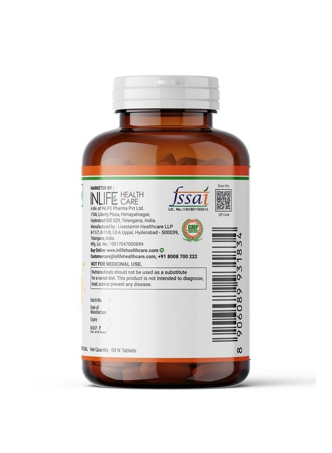 INLIFE مستخلص فيتامين C الطبيعي من الأملا مع الزنك لتعزيز المناعة والعناية بالبشرة - 60 قرص نباتي (عبوة من 1، 60) - Image 3