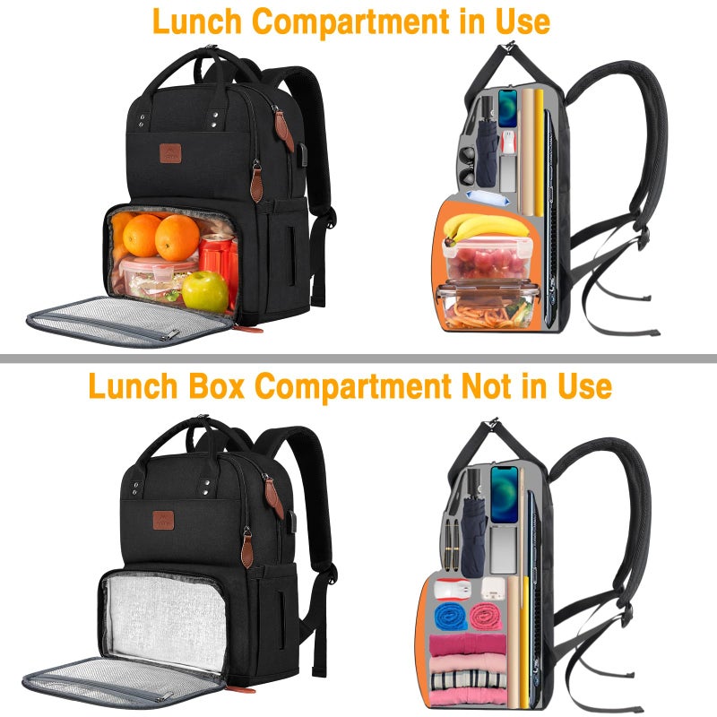 MATEIN Work Backpack Woman, Insulated Cooler Backpacks with Lunch Box, 15.6 Inch Laptop Backpack with USB Port Reusable Water Resistant Tote Food Bag for College Beach Camping Picnics Womens Gifts - Image 5