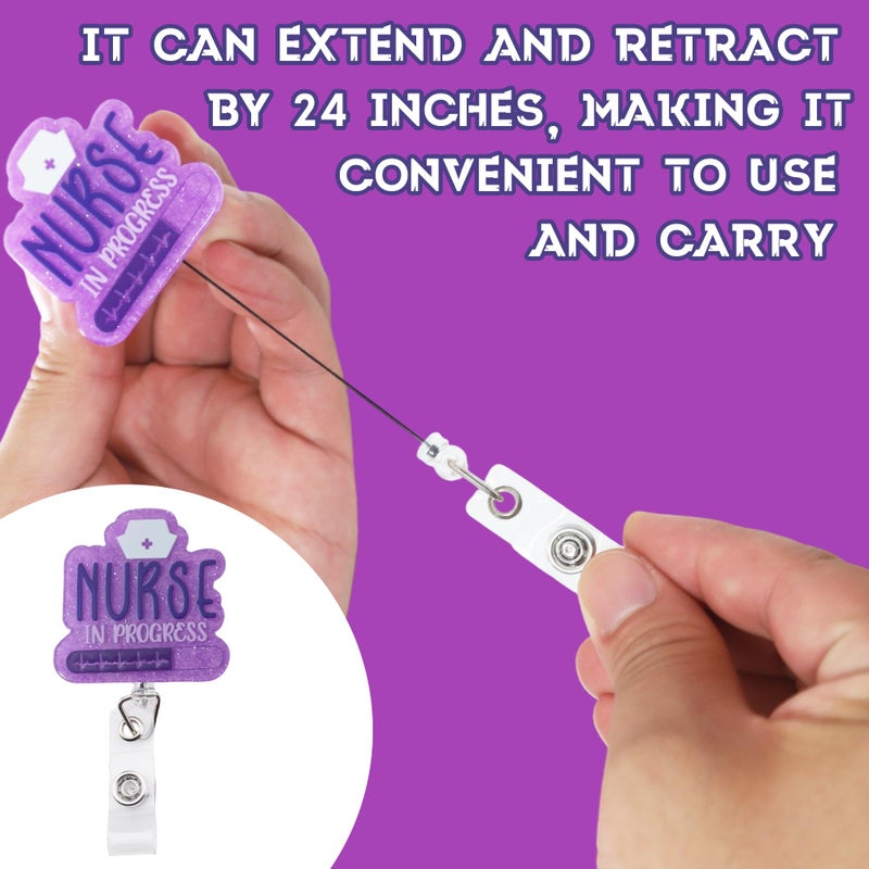 Ymcafmo Nurse Pen Set with Badge Reel Holder Clip, Nursing School Essentials for Students & Professionals, 6-Pack Purple - Image 4