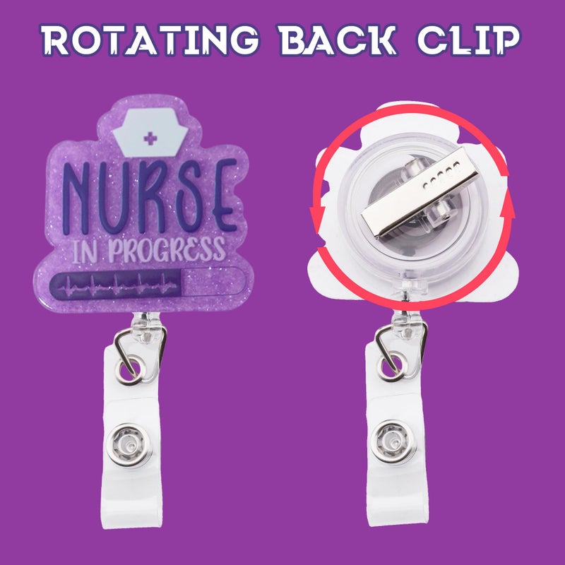 Ymcafmo Nurse Pen Set with Badge Reel Holder Clip, Nursing School Essentials for Students & Professionals, 6-Pack Purple - Image 3