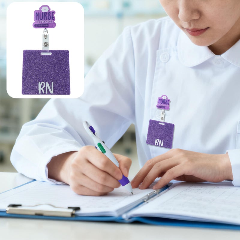 Ymcafmo Nurse Pen Set with Badge Reel Holder Clip, Nursing School Essentials for Students & Professionals, 6-Pack Purple - Image 5