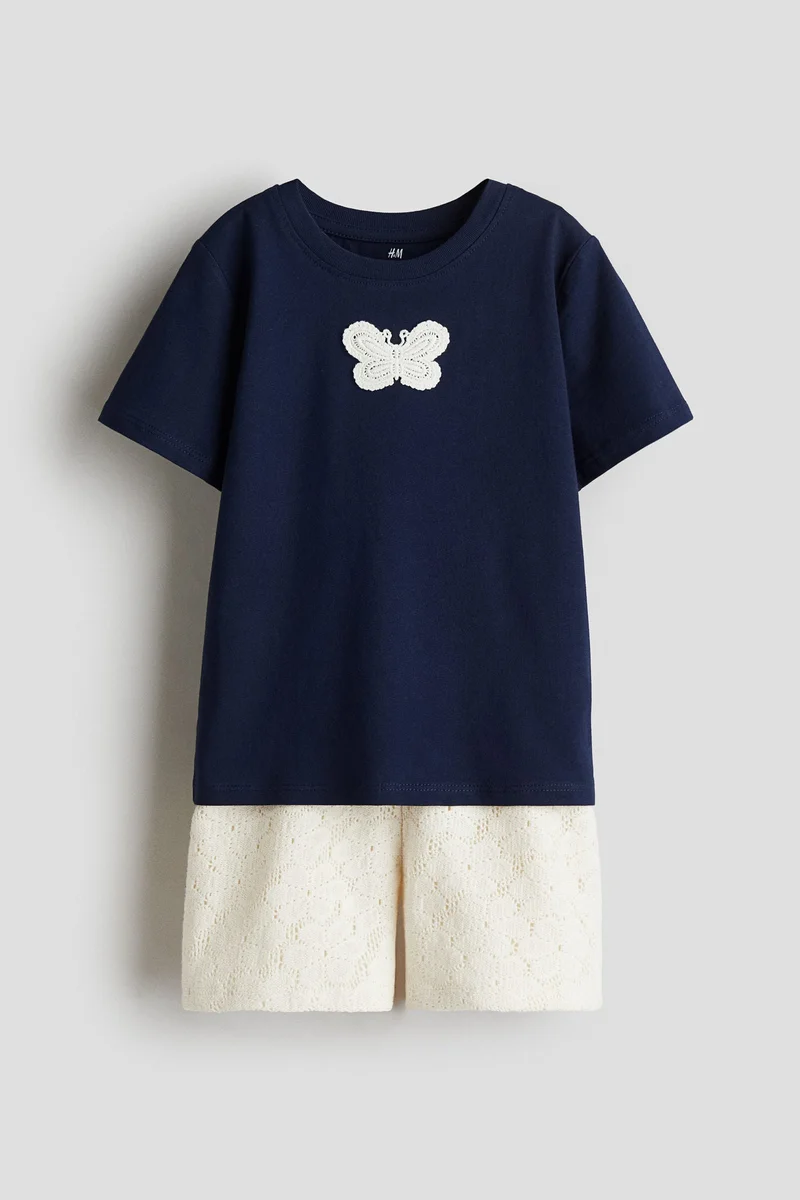 اتش اند ام طقم من بلوزة وشورت - عبوة من قطعتين