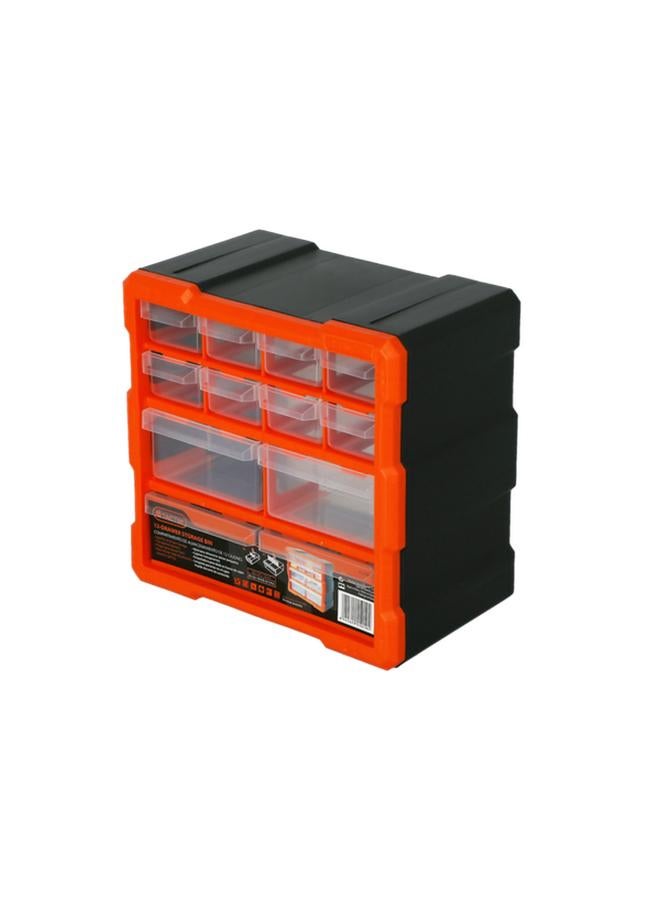 Tactix 12-Drawer Cabinet Plastic Storage Box Black and Orange 320630  - Image 2