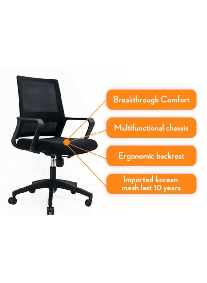 Generic Black Frame Ergonomic Swivel Office Mesh Chair Without Headrest, Comfortable and Stylish for Office, Home and Shops  - Image 5