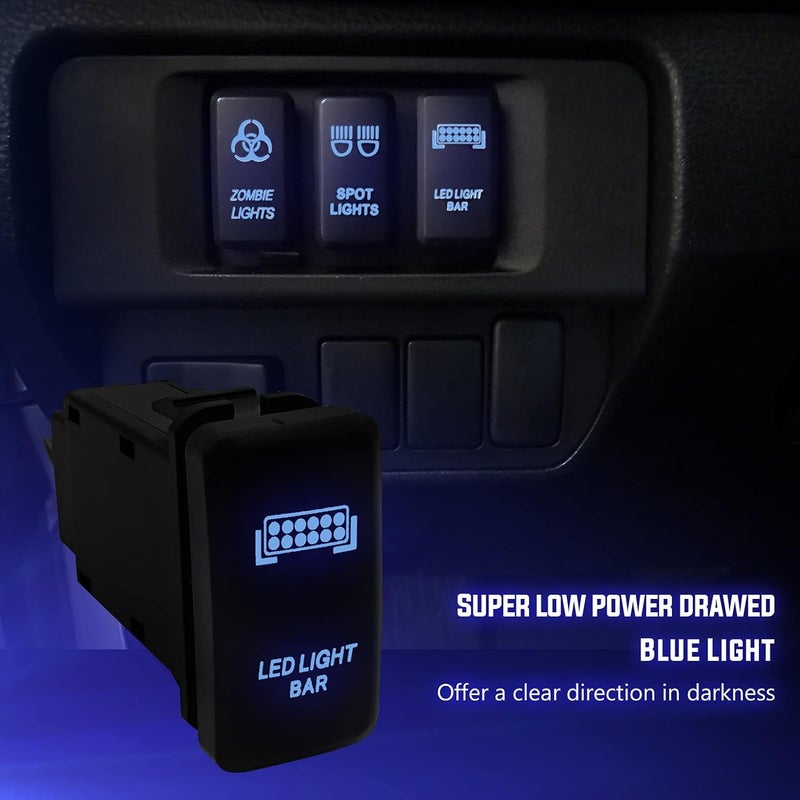 WeiSen شريط ضوء LED رمز مفتاح دفع إضاءة خلفية زرقاء ON-Off مع مجموعة أسلاك موصل متوافقة مع تويوتا - Image 2