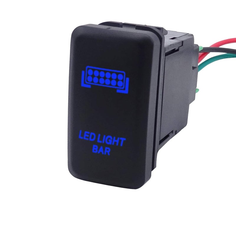 WeiSen شريط ضوء LED رمز مفتاح دفع إضاءة خلفية زرقاء ON-Off مع مجموعة أسلاك موصل متوافقة مع تويوتا - Image 1