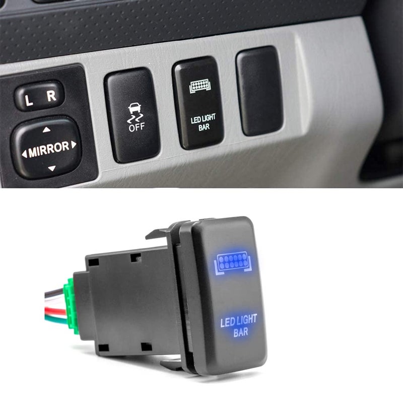 WeiSen شريط ضوء LED رمز مفتاح دفع إضاءة خلفية زرقاء ON-Off مع مجموعة أسلاك موصل متوافقة مع تويوتا - Image 3